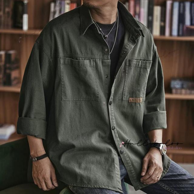 【２OFF!】シャツ メンズ 長袖シャツ オーバーサイズシャツ ビッグシルエット シャツ ドロップショルダー 羽織り カジュアルシャツ 大きいサイズ ゆったりサイズ 無地 ファッション春服 秋服 メンズファッション_9