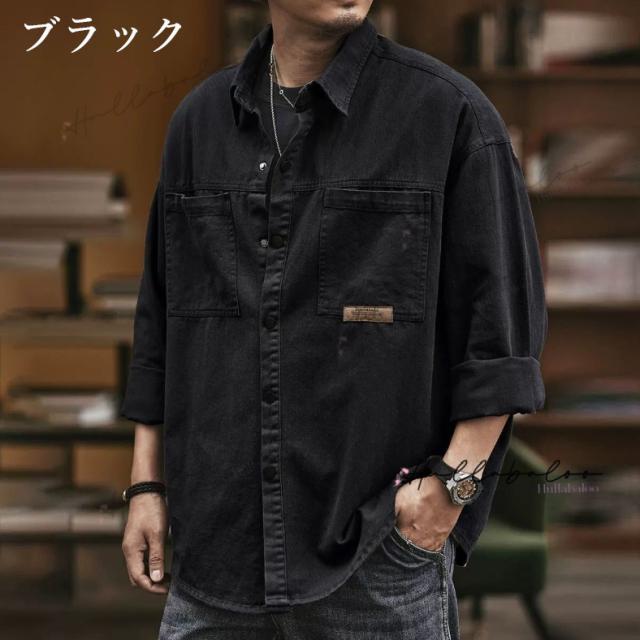 【２OFF!】シャツ メンズ 長袖シャツ オーバーサイズシャツ ビッグシルエット シャツ ドロップショルダー 羽織り カジュアルシャツ 大きいサイズ ゆったりサイズ 無地 ファッション春服 秋服 メンズファッション_2