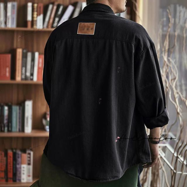 【２OFF!】シャツ メンズ 長袖シャツ オーバーサイズシャツ ビッグシルエット シャツ ドロップショルダー 羽織り カジュアルシャツ 大きいサイズ ゆったりサイズ 無地 ファッション春服 秋服 メンズファッション_6