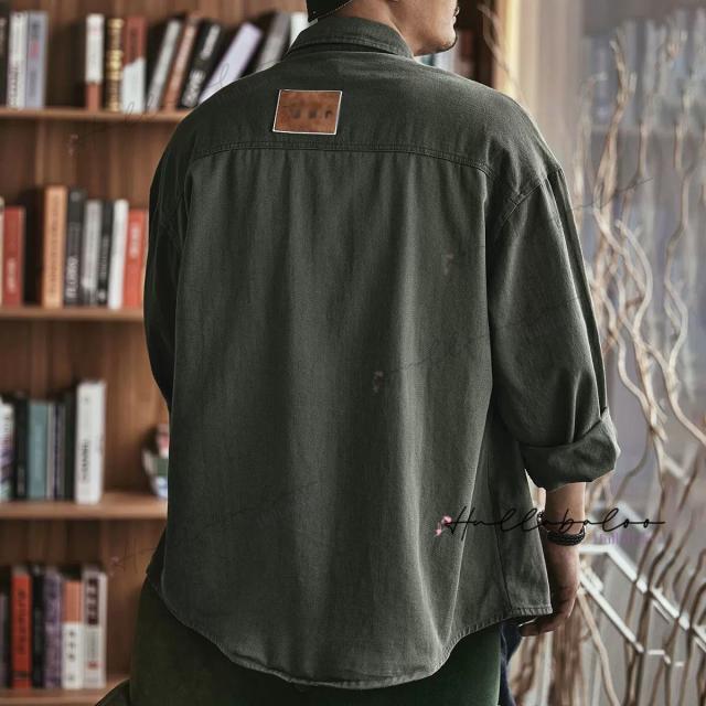 【２OFF!】シャツ メンズ 長袖シャツ オーバーサイズシャツ ビッグシルエット シャツ ドロップショルダー 羽織り カジュアルシャツ 大きいサイズ ゆったりサイズ 無地 ファッション春服 秋服 メンズファッション_7