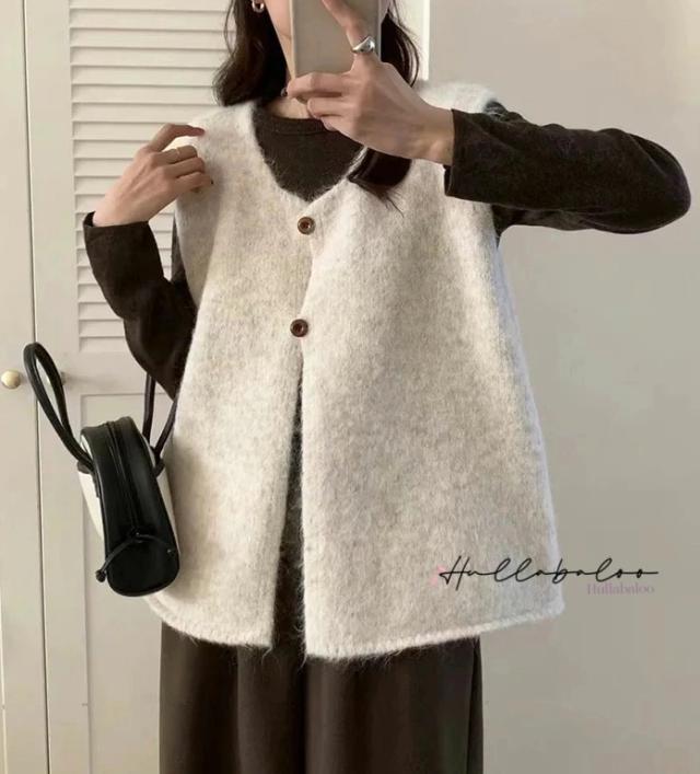 ニットベスト レディース 秋 ジレ ニット ベスト レディース レイヤード 重ね着 前開き カーディガン トップス お洒落 きれいめ ノースリーブ シンプル 着回し 柔らか カジュアル 大人 可愛い お出かけ ナチュラル 春 秋_9
