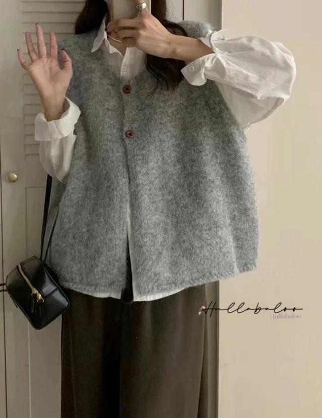 ニットベスト レディース 秋 ジレ ニット ベスト レディース レイヤード 重ね着 前開き カーディガン トップス お洒落 きれいめ ノースリーブ シンプル 着回し 柔らか カジュアル 大人 可愛い お出かけ ナチュラル 春 秋_11