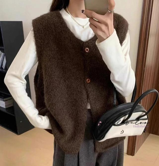 ニットベスト レディース 秋 ジレ ニット ベスト レディース レイヤード 重ね着 前開き カーディガン トップス お洒落 きれいめ ノースリーブ シンプル 着回し 柔らか カジュアル 大人 可愛い お出かけ ナチュラル 春 秋_12