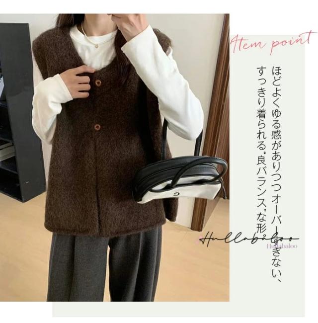 ニットベスト レディース 秋 ジレ ニット ベスト レディース レイヤード 重ね着 前開き カーディガン トップス お洒落 きれいめ ノースリーブ シンプル 着回し 柔らか カジュアル 大人 可愛い お出かけ ナチュラル 春 秋_3