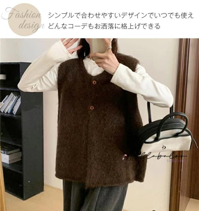 ニットベスト レディース 秋 ジレ ニット ベスト レディース レイヤード 重ね着 前開き カーディガン トップス お洒落 きれいめ ノースリーブ シンプル 着回し 柔らか カジュアル 大人 可愛い お出かけ ナチュラル 春 秋_6