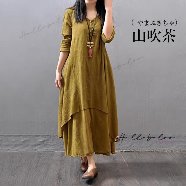 【２点目800円OFF!】綿麻衣装 レディース ロング衣装 綿麻ワンピ 分かりやすい 体型取りまかなう マキシ丈 ゆるっと ミモレ 無地 春 夏 心地よい 綿麻 自然的 差し上げ物 成年者好いたらしい