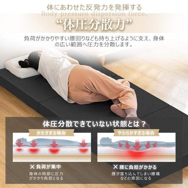 マットレス 高反発 三つ折りマットレス 極厚10cm 30D おりたたみマットレス 210N 高反発 ベットマット 敷き布団 凹凸加工 体圧分散 抗菌防臭 洗えるカバー 通気性がよい オールシーズン シングル セミダブル ダブル 三つ折 三つ折り 折りたたみ