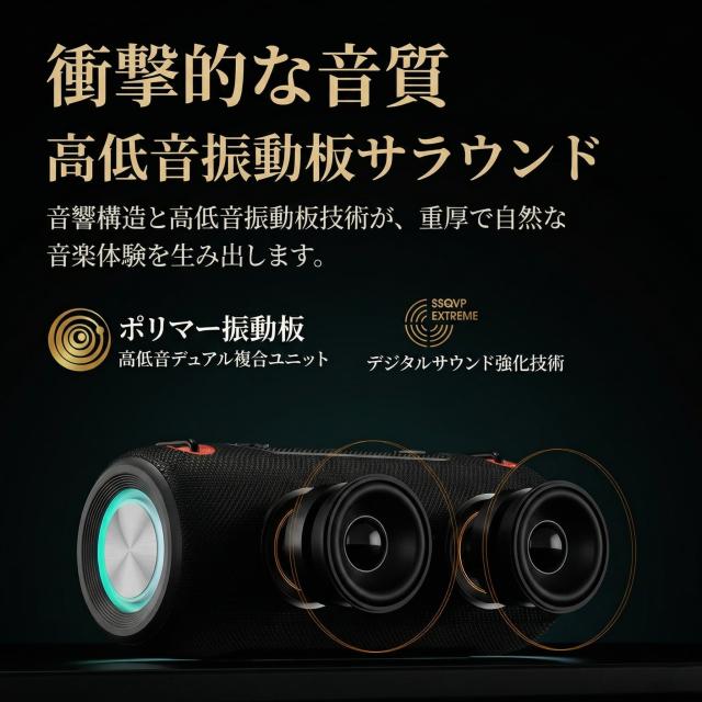 Bluetoothスピーカー 30W高出力 重低音 3Dサラウンド ワイヤレス IPX6防水 大容量4000mAh 長時間再生 RGBライト ポータブル ハンズフリー通話 TFカード USB AUX FM対応 アウトドア キャンプ おしゃれ 高音質 小型 スピーカー_5
