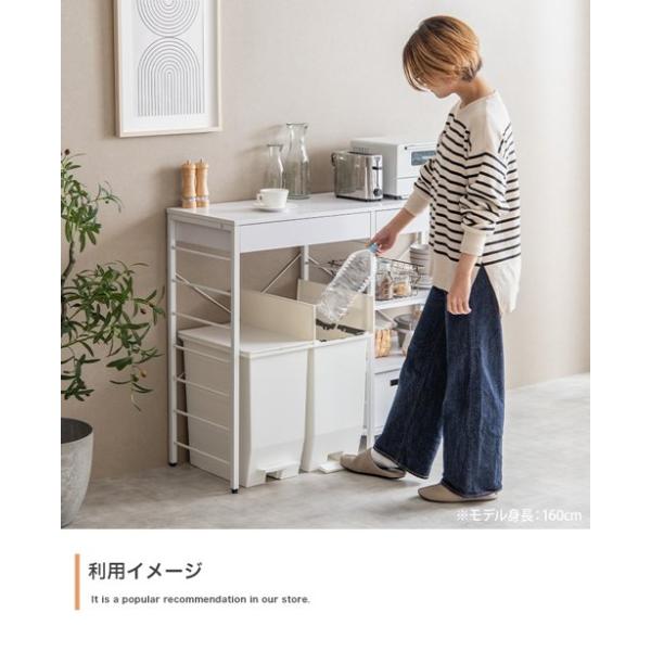 ゴミ箱上 収納 キッチンラック おしゃれ 北欧 幅120cm キャスター付き 大容量 棚 レンジ台 食器棚 炊飯器置き ラック 作業台 キッチン収納 白 新生活 ID003