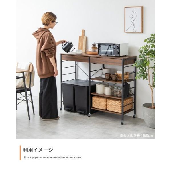 ゴミ箱上 収納 キッチンラック おしゃれ 北欧 幅120cm キャスター付き 大容量 棚 レンジ台 食器棚 炊飯器置き ラック 作業台 キッチン収納 白 新生活 ID003