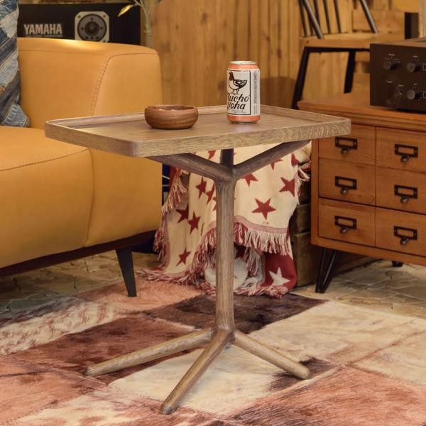 サイドテーブル 幅50 木製 天然木 おしゃれ ミニテーブル 長方形 角型 木脚 トレー型 ソファ横 ヴィンテージ ビンテージ アンティーク 高見え 高級感 ID012