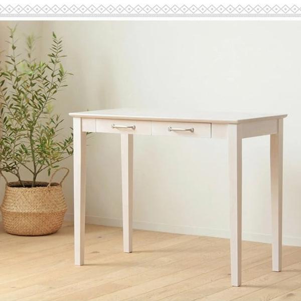 デスク おしゃれ アンティーク 幅90cm 木製 天然木 パソコンデスク pcデスク 白 引き出し 引出し 収納 作業台 机 つくえ かわいい 単品 当日出荷 Gallow ID011