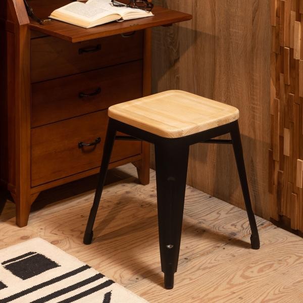 スツール 椅子 背もたれなし スチール おしゃれ 腰掛 チェア スタイリッシュ インダストリアル 天然木 アイアン 完成品 ヴィンテージ ビンテージ レトロ ID012
