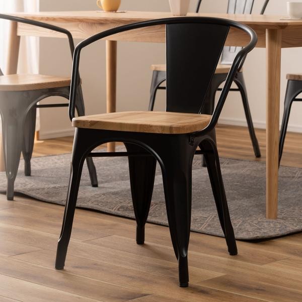 ダイニングチェア おしゃれ 1脚 チェア 椅子 肘あり アイアン ヴィンテージ ビンテージ レトロ インダストリアル ホテル ロビー 店舗 カフェ 居酒屋 バー ID012