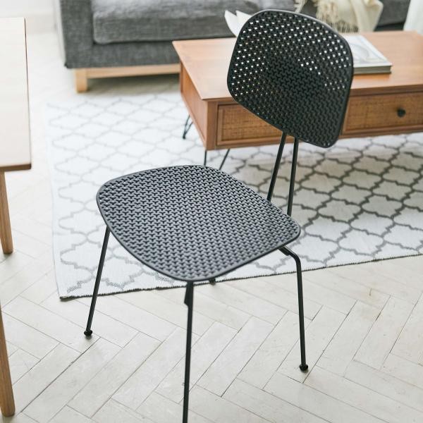 チェア 1脚 ダイニングチェア おしゃれ 椅子 肘掛けなし アイアン ポリプロピレン 撥水 メッシュ調 通気性 夏 一人掛け ホテル ロビー 店舗 カフェ 待合室 ID012