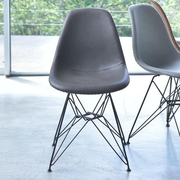 ダイニングチェア 1脚 シェル おしゃれ アイアン レザー 合皮 肘なし チェア 椅子 ヴィンテージ ビンテージ レトロ ホテル ロビー 店舗 カフェ 飲食店 ID012