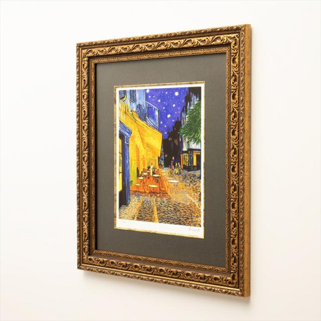 アート ゴッホ 絵画 54 夜のカフェテラス 複製画 フレーム付き アート