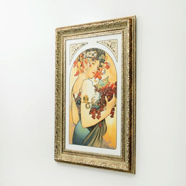 1アートパネル 57 ミュシャ フルーツ アートポスター 絵 インテリア雑貨 壁掛け アートパネル Mucha アルフォンス・ミュシャ fruit 果物 ブドウ リンゴ 洋ナシ 女性 肖像画 美人画 北欧 ヨーロッパ 絵画 油絵 フレーム付き 額入り おしゃれな モダン 大型 特大 長辺50cm台_8