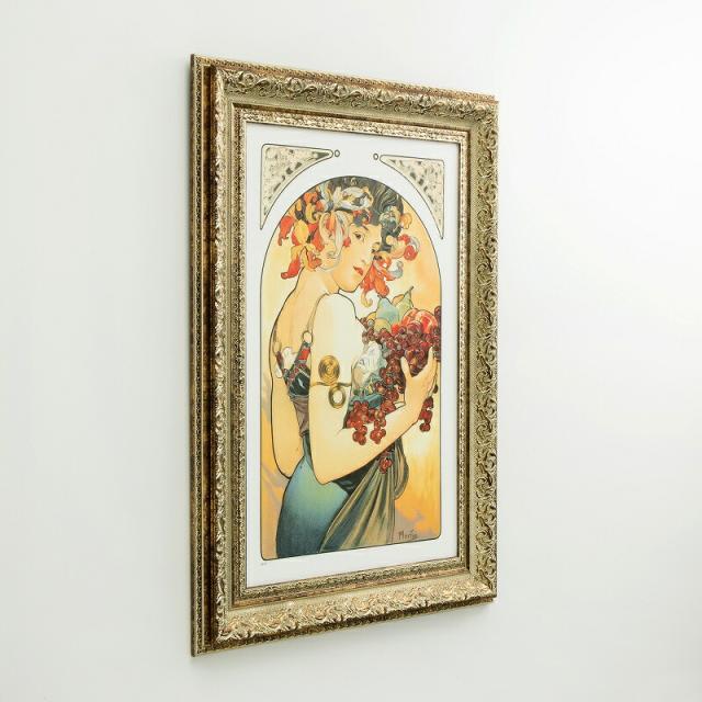 1アートパネル 57 ミュシャ フルーツ アートポスター 絵 インテリア雑貨 壁掛け アートパネル Mucha アルフォンス・ミュシャ fruit 果物 ブドウ リンゴ 洋ナシ 女性 肖像画 美人画 北欧 ヨーロッパ 絵画 油絵 フレーム付き 額入り おしゃれな モダン 大型 特大 長辺50cm台_9