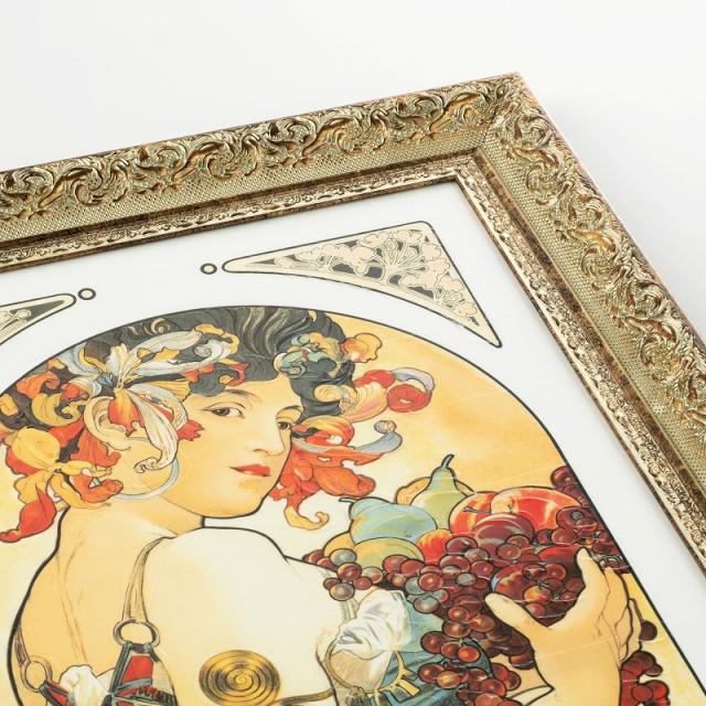 1アートパネル 57 ミュシャ フルーツ アートポスター 絵 インテリア雑貨 壁掛け アートパネル Mucha アルフォンス・ミュシャ fruit 果物 ブドウ リンゴ 洋ナシ 女性 肖像画 美人画 北欧 ヨーロッパ 絵画 油絵 フレーム付き 額入り おしゃれな モダン 大型 特大 長辺50cm台_13