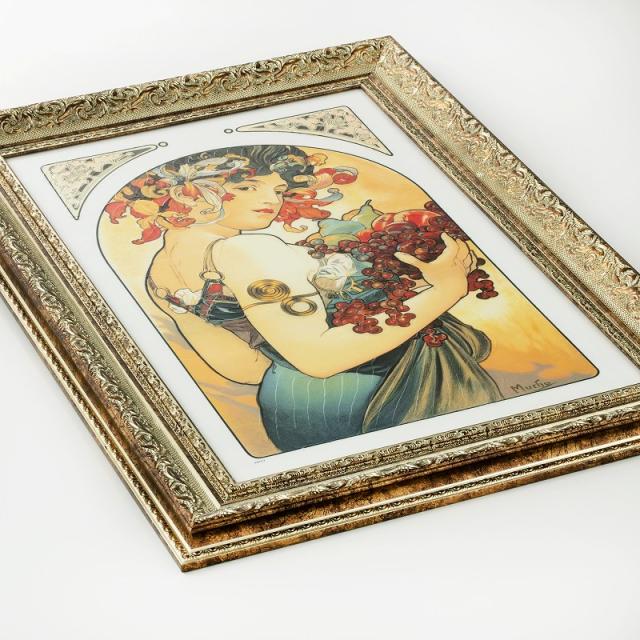 1アートパネル 57 ミュシャ フルーツ アートポスター 絵 インテリア雑貨 壁掛け アートパネル Mucha アルフォンス・ミュシャ fruit 果物 ブドウ リンゴ 洋ナシ 女性 肖像画 美人画 北欧 ヨーロッパ 絵画 油絵 フレーム付き 額入り おしゃれな モダン 大型 特大 長辺50cm台_14