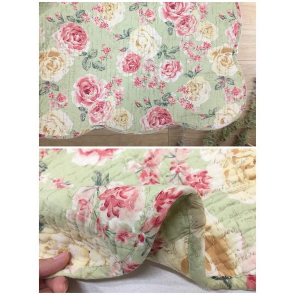 マルチカバー 長方形 キルト キルティング 洗える 綿 コットン グリーン 花柄 こたつ掛け布団 両面同柄 フラワー 約200×250 在庫限り EE1930 送料無料_3
