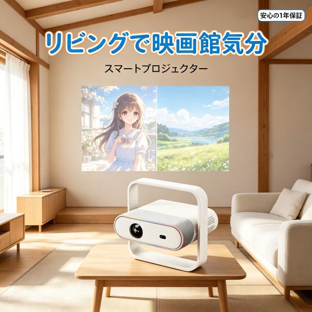 【1080Pプロジェクター本体（1920×1080）】 家庭用プロジェクター 1080P フルHD 150インチ大画面 全自動フォーカス 65W 300ルーメン 軽量 コンパクト 自宅で映画館気分 テレワーク/ゲーム/動画視聴に最適 38,870円