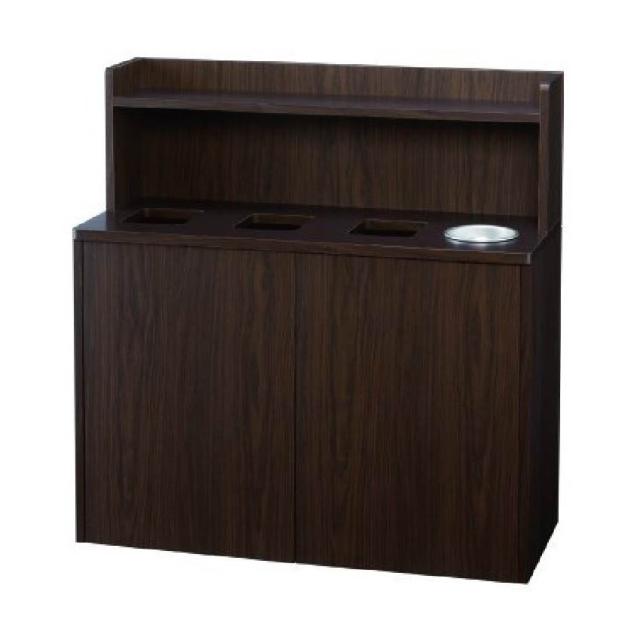 木製ダストボックス 飲み残し回収器付ダストボックス １０Ｌタンク付　分別ゴミ箱 店舗用　カフェ用ごみ箱 ＫＢ−９６０ 壁付タイプ