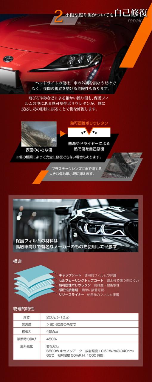 トヨタ クラウンスポーツ（型式：36/37系） ヘッドライトプロテクションフィルム カット済 左右10点セット ヘッドライト保護フィルム カーフィルム(ST)_4