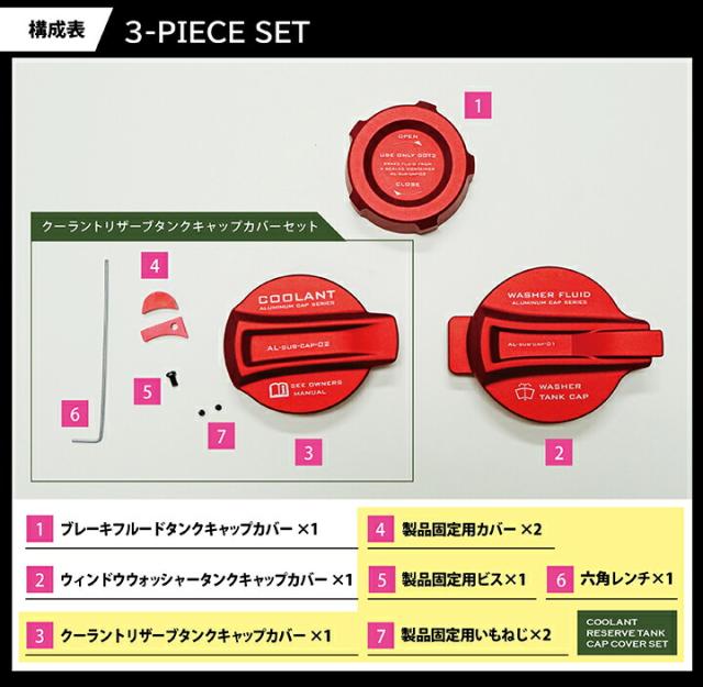 アルミ製タンクキャップ 3点セット スバル フォレスター（型式：SL（年式：R7.4〜））赤/青の2色から選択可能(SC)_4