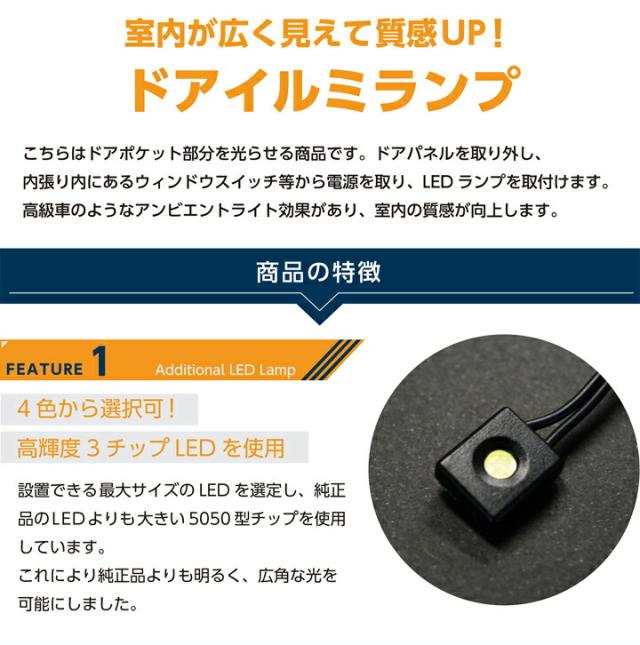 トヨタ クラウンクロスオーバー(35系)スポーツ(36/37系)エステート(38/39系)ドアイルミランプキット 調光機能付き 4色選択可 高輝度3チップLED仕様(SC)_1