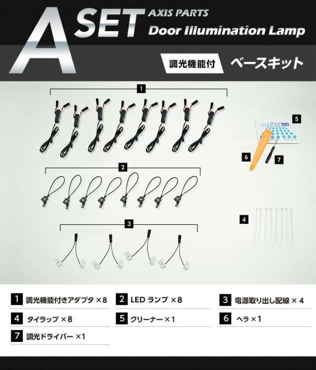 トヨタ クラウンクロスオーバー(35系)スポーツ(36/37系)エステート(38/39系)ドアイルミランプキット 調光機能付き 4色選択可 高輝度3チップLED仕様(SC)_8