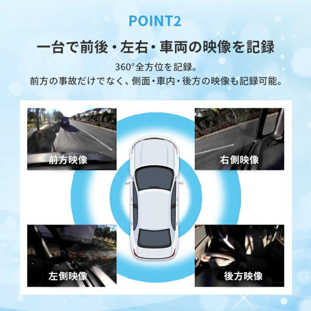 ドライブレコーダー 前後カメラ 360度 ドラレコ リアカメラ付き360°ドライブレコーダー DX-DR360 バックカメラ Gセンサー 200万画素 全方位撮 DIXIA TOHO_4