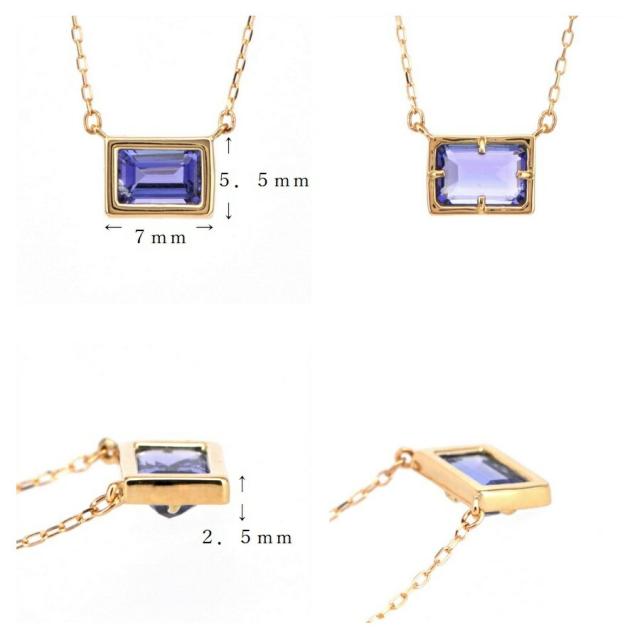 タンザナイト ネックレス 0.5 カラット 18金 イエローゴールド プラチナ950 k18 ピンクゴールド 18k ゾイサイト フクリン スクエア 横置き 一粒 ジュエリー 日本製 ギフト プレゼント 夏ギフト シンプル スキンジュエリー ゴールド 大人 ct 華奢 おしゃれ 女性_7