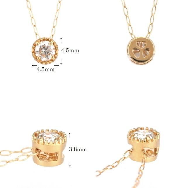 【即納可】 ダイヤモンド ネックレス 0.1ct 18金 プラチナ950 k18 イエローゴールド 18k ピンクゴールド ミル 打ち ミルグレイン 風 一粒 ダイアモンド ダイヤ ジュエリー 日本製 ギフト プレゼント ダイアモンドネックレス プロポーズ ダイア 夏ギフト シンプル_9