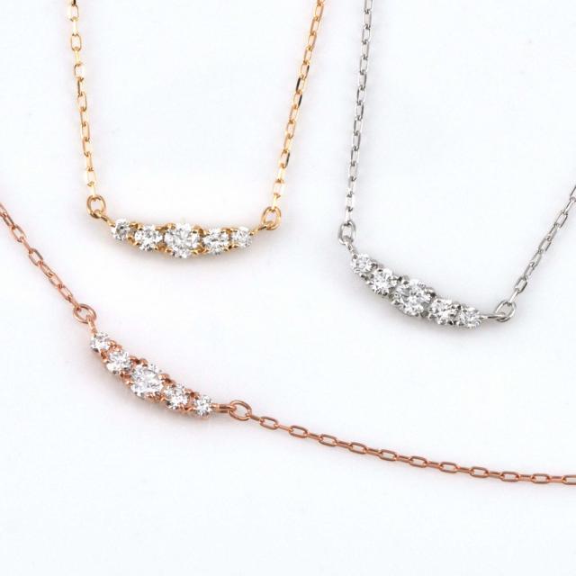 【即納可】 ダイヤモンド ラインネックレス 0.1 カラット 18金 イエローゴールド プラチナ950 k18 ピンクゴールド 18k 4月 誕生石 ジュエリー ダイアモンド Pt950 ジュエリー 日本製 ギフト プレゼント ダイア 母の日_1