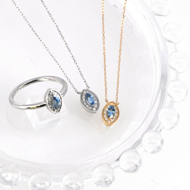 アクアマリン ネックレス 0.1カラット プラチナ950 18金 イエローゴールド k18 ピンクゴールド 18k アクア アクワマリン マーキース マーキス 天然石 3月 誕生石 ジュエリー 日本製 ギフト プレゼント 母の日 シンプル