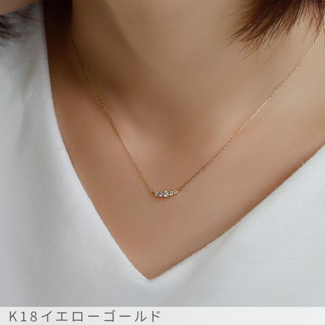 【即納可】 ダイヤモンド ラインネックレス 0.1 カラット 18金 イエローゴールド プラチナ950 k18 ピンクゴールド 18k 4月 誕生石 ジュエリー ダイアモンド Pt950 ジュエリー 日本製 ギフト プレゼント ダイア 母の日_3