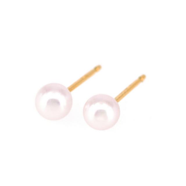 アコヤ パール ピアス ベビーパール スタッド 18金 一粒 4mm珠 あこや 真珠 誕生石 6月 シンプル k18 18k イエローゴールド プラチナ 金属アレルギー 対応 夏ギフト ジュエリー 日本製 ギフト プレゼント ゴールド お守り_5
