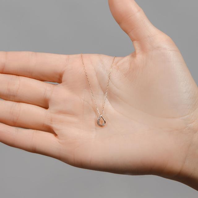 【即納可】 ダイヤモンド ネックレス 0.05ct 18金 k18 ゴールド 18k ピンクゴールド Pt950 プラチナ 950 ドロップ モチーフ 雫 しずく 4月 誕生石 スキンジュエリー ペンダント 流線 地金 天然 ダイヤ 夏ギフト ジュエリー 日本製 ギフト プレゼント 夏ギフト_11