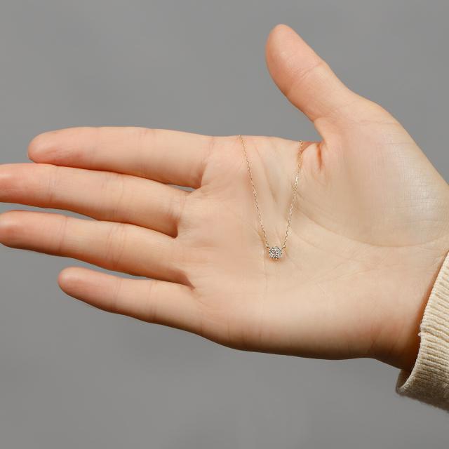 【即納可】 ダイヤモンド ネックレス 0.1ct 18金 k18 ゴールド 18k ピンクゴールド Pt950 プラチナ 950 フラワーモチーフ 花 セブンスター 4月 誕生石 スキンジュエリー ペンダント 星 地金 天然 ダイヤ 母の日 ジュエリー 日本製 ギフト プレゼント 母の日_11