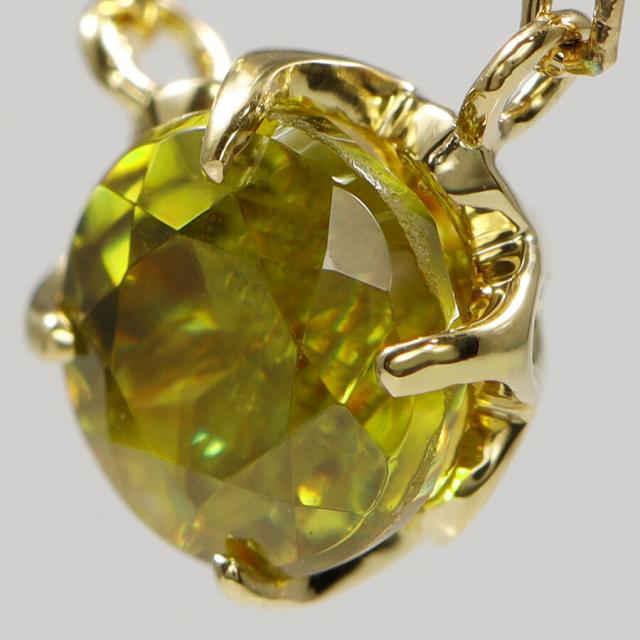 スフェーン ネックレス プラチナ950 k18 イエローゴールド 18k ピンクゴールド 18金 0.38ct 7月 誕生石 ゴールド グリーンイエロー チタナイト 虹色 ファイア ペンダント 花 ジュエリー 日本製 ギフト プレゼント 母の日_10