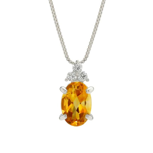 シトリン ダイヤモンド ネックレス 0.4 カラット 18金 イエローゴールド プラチナ950 k18 ピンクゴールド 18k パワーストーン 11月 誕生石 オレンジ オーバルカット スキンジュエリー 大人 レディース ジュエリー 日本製 ギフト プレゼント 夏ギフト_11