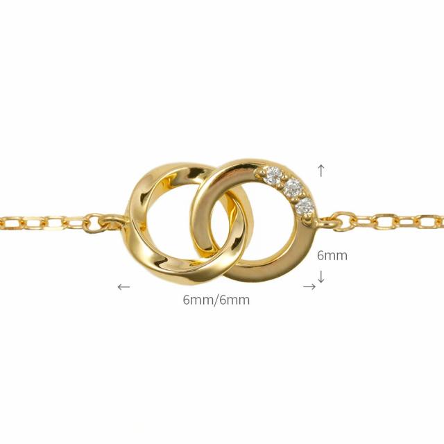 ダイヤモンド ブレスレット 0.01ct 0.01カラット 18金 k18 ゴールド 18k ピンクゴールド Pt950 プラチナ 950 ダブル サークル モチーフ 丸 4月 誕生石 流線 地金 天然 ダイヤ 母の日 レディース ジュエリー 日本製 ギフト プレゼント お守りジュエリー_10
