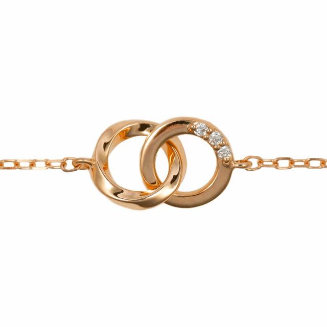 ダイヤモンド ブレスレット 0.01ct 0.01カラット 18金 k18 ゴールド 18k ピンクゴールド Pt950 プラチナ 950 ダブル サークル モチーフ 丸 4月 誕生石 流線 地金 天然 ダイヤ 母の日 レディース ジュエリー 日本製 ギフト プレゼント お守りジュエリー_12