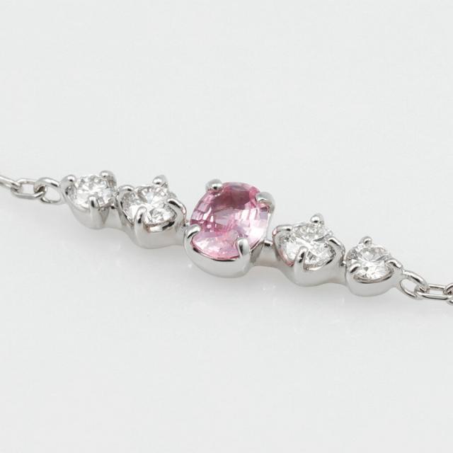 【鑑別書】 パパラチアサファイア ダイヤモンド ブレスレット 0.1ct 18金 イエローゴールド k18 ピンクゴールド プラチナ950 Pt950 9月 誕生石 ピンクサファイア オレンジサファイア 母の日 ジュエリー ギフト プレゼント レディース 日本製