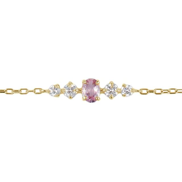 【鑑別書】 パパラチアサファイア ダイヤモンド ブレスレット 0.1ct 18金 イエローゴールド k18 ピンクゴールド プラチナ950 Pt950 9月 誕生石 ピンクサファイア オレンジサファイア 母の日 ジュエリー ギフト プレゼント レディース 日本製