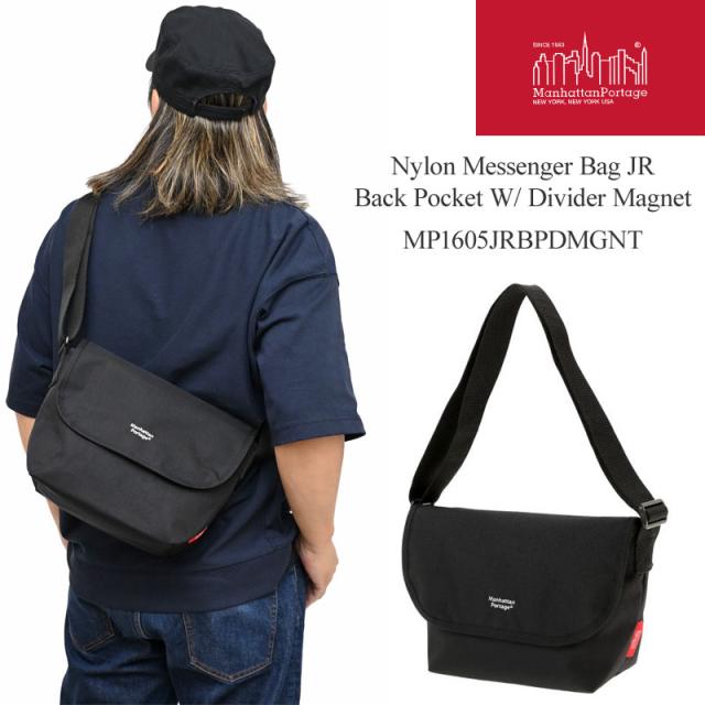 マンハッタンポーテージ Manhattan Portage  ナイロンメッセンジャーバッグ バックポケット ディバイダーマグネット  Nylon Messenger Bag JR Back Pocket W/ Divider Magnet  ブラック  MP1605JRBPDMGNT  2025SS【鞄】2505ripe
