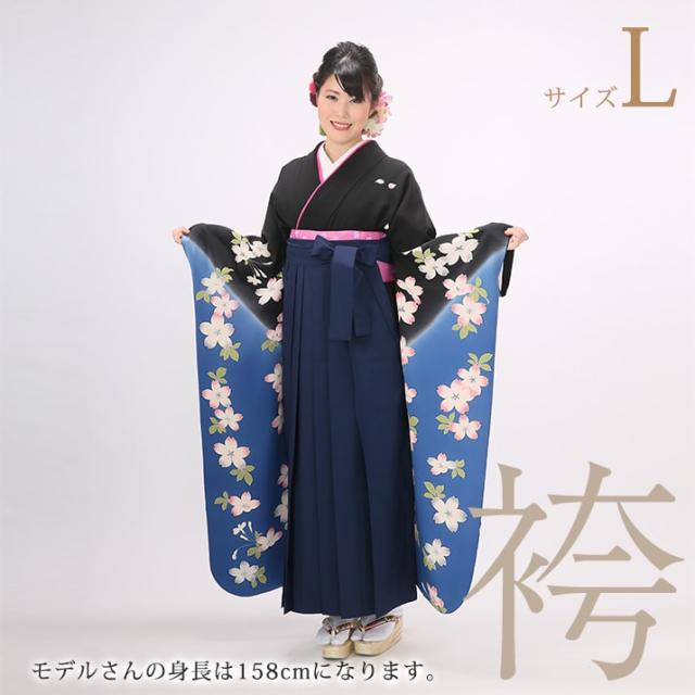 ＼お買い物マラソン 先着10offクーポン／【レンタル】袴レンタル15点フルセット【フリーサイズ/黒 ちりめんの重厚な生地に桜柄】足袋プレゼント 袴 着物 フルセット レンタル 貸衣装 女性 和服 袴 はかま 卒業式 大学 黒