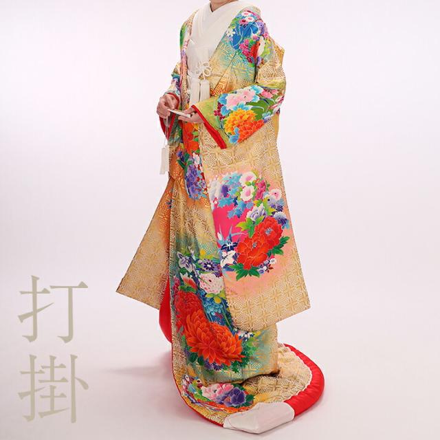 ＼お買い物マラソン 先着10名2000円offクーポン／【レンタル】色打掛レンタル17点フルセット【金泊　花の円】着物レンタル 足袋プレゼント 打掛 女性和服 花嫁衣裳 和装 前撮り 結婚式 ウェディングフォト 新婦 往復送料無料
